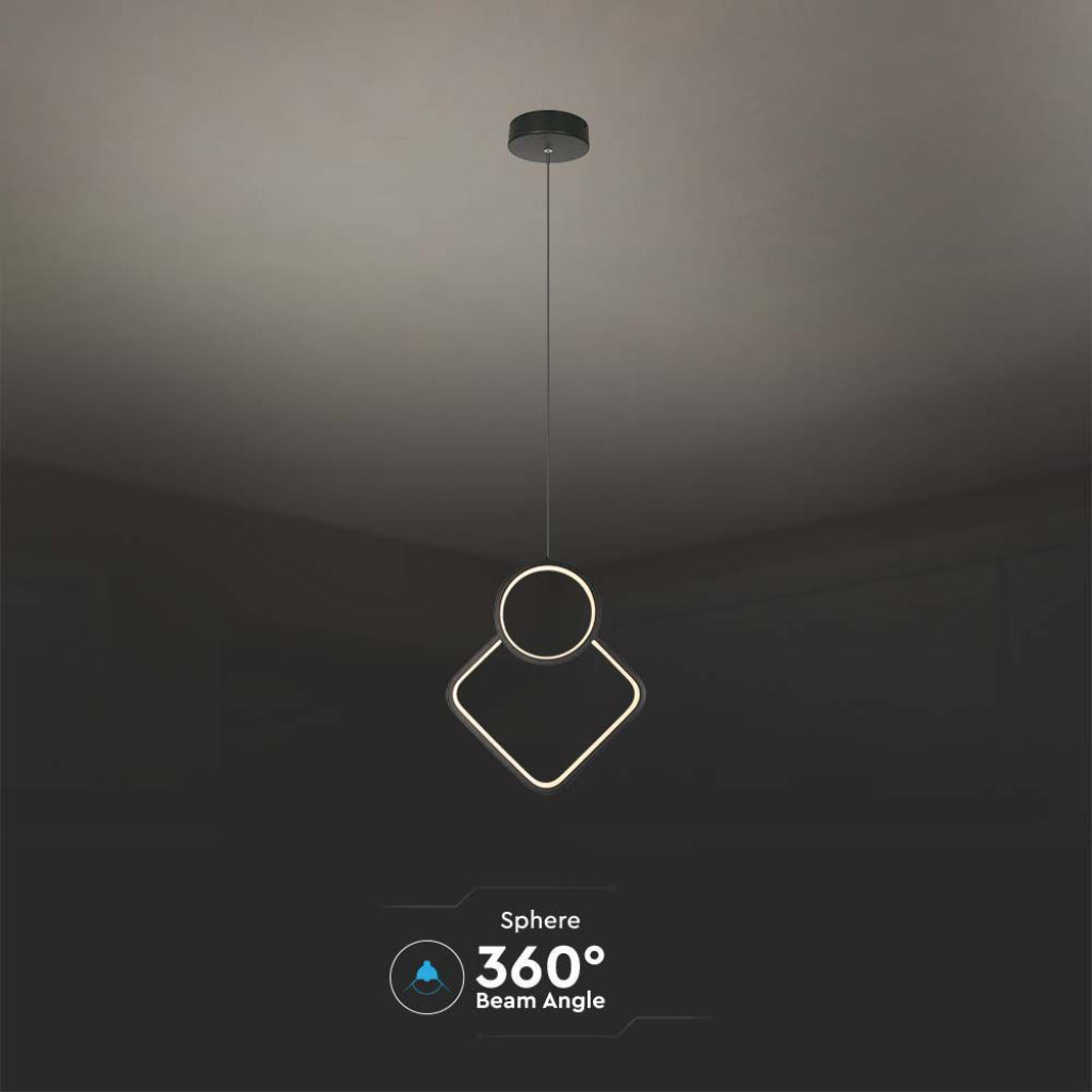 V-TAC Lampadario LED a Sospensione 12W dal Design Moderno Colore Nero 3000K V-TAC Lampadario LED a Sospensione 12W dal Design Moderno Colore Nero 3000K